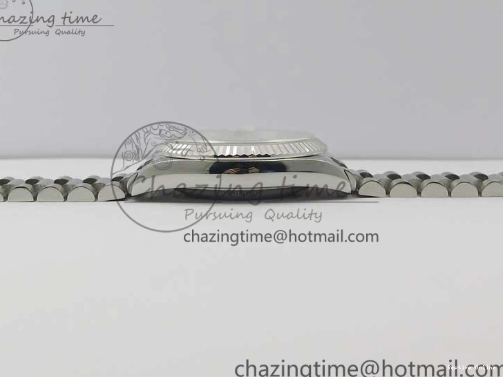 0415 TopPick Day-Date 36 SS 128239 Bp Maker Best Edition Black Dial Crystral Markers on President Bracelet 3149